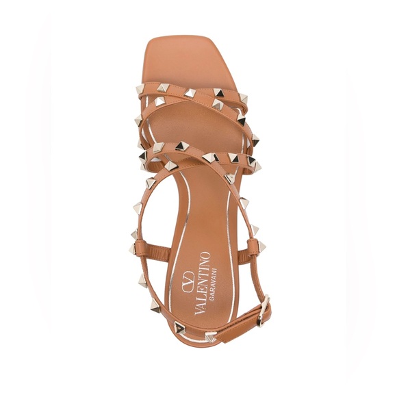 Valentino rockstud sandals in cognac leather